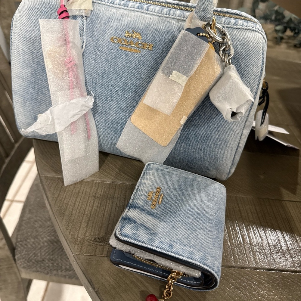 Coach Rowan (Medium) Satchel Bag In Loved Denim With Charms CDY74 - Picture 6 of 6